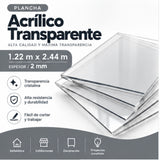 Plancha Acrílico Transparente 2mm 1,22 x 2,44 m | Tienda Microgeo