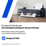 Plotter HP DesignJet T250 + Bandeja de alimentación hojas + Papel Bond 24" 0,61m X 50m (Pack)