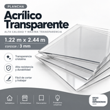 Plancha Acrílico Transparente 3mm 1,22 x 2,44 m | Tienda Microgeo